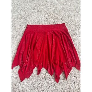 Redbugs Handkerchief Hem Skirt Womens Small Red Vintage Y2K Glitter Sparkle